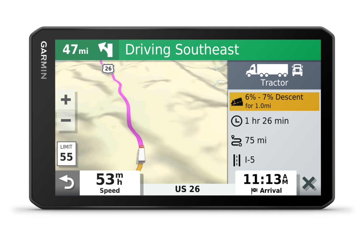 Garmin Dezl OTR700 trucking GPS navigator with 7-inch screen, certified refurbished