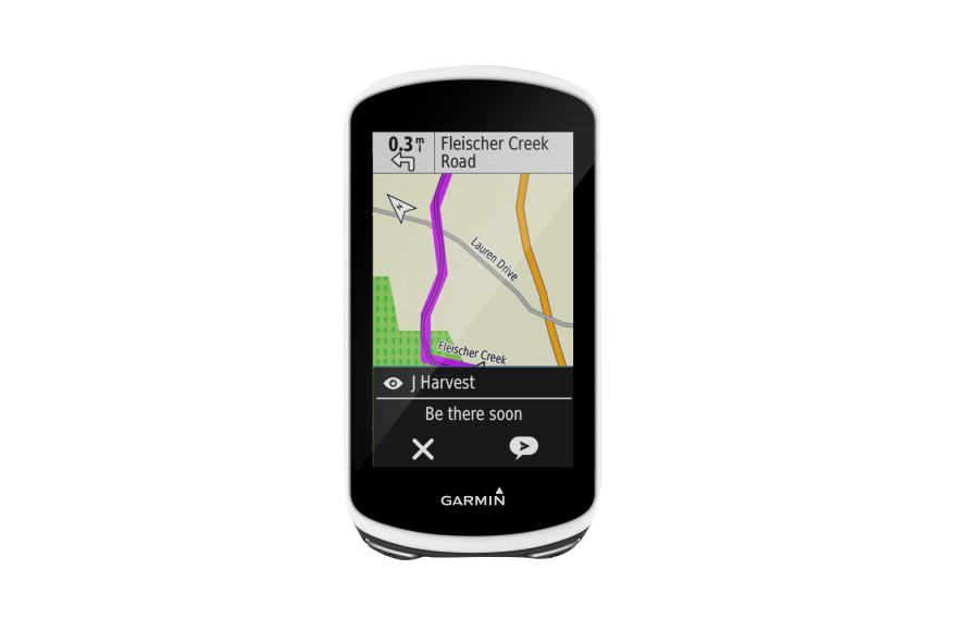 Garmin Edge 1030 cycling computer in white with map display
