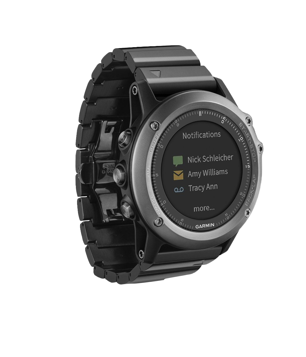 Garmin Fenix 3 Sapphire smartwatch with metal band, black gunmetal finish — Performer Bundle (010-01338-25)