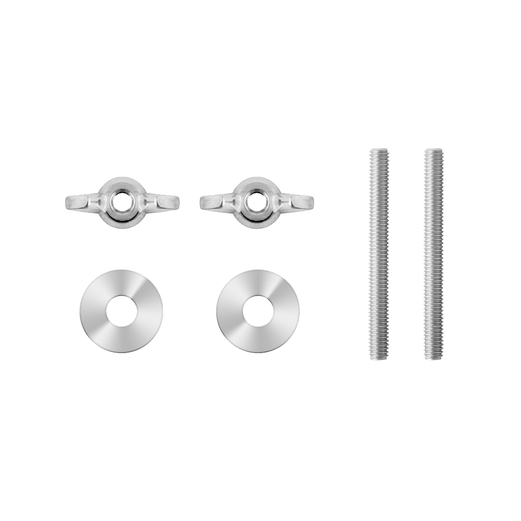 Garmin Flush Mount Kit components in silver: two wing nuts, two washers, and two threaded bolts.