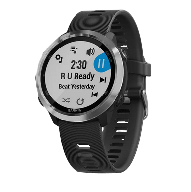 Garmin Forerunner 645 Music smartwatch with black strap and silver bezel