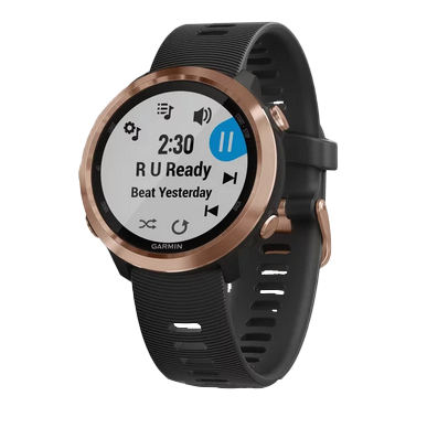 Garmin Forerunner 645 (Music) smart watch, rose gold case with black silicone band