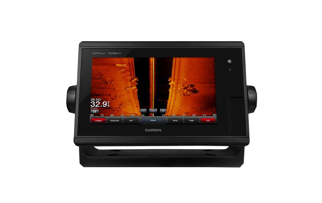 Garmin GPSMAP 7608xsv marine chartplotter, black display unit with Garmin branding