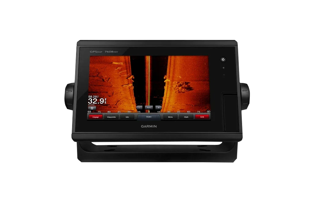 Garmin GPSMAP 7608xsv marine chartplotter, black display unit with Garmin branding