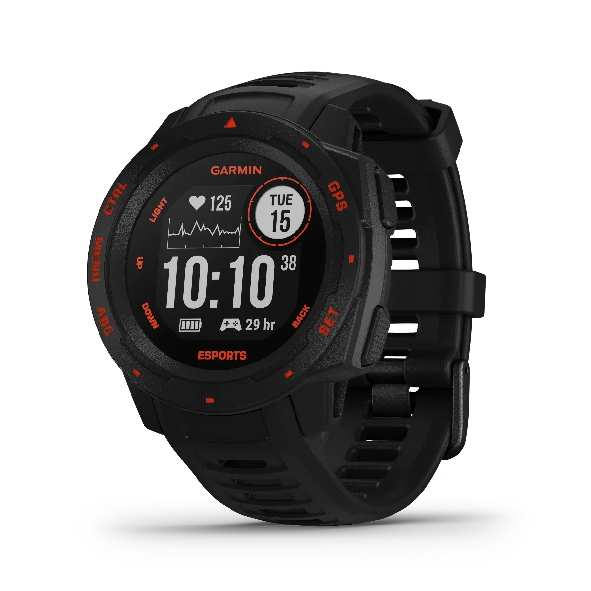 Garmin Instinct Esports Edition smartwatch, Black Lava, rugged black bezel