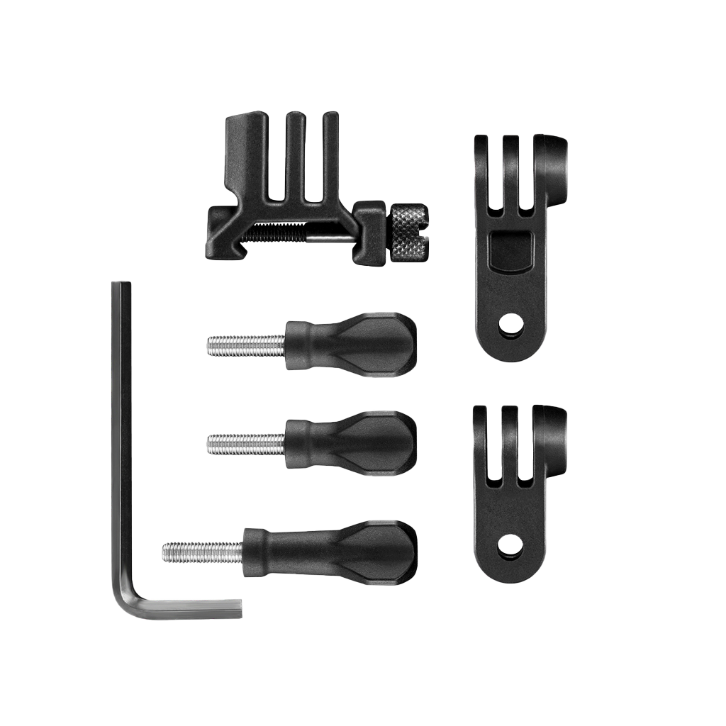 Garmin Picatinny Rail Mount kit for VIRB Series with black clamps, bolts and Allen wrench
