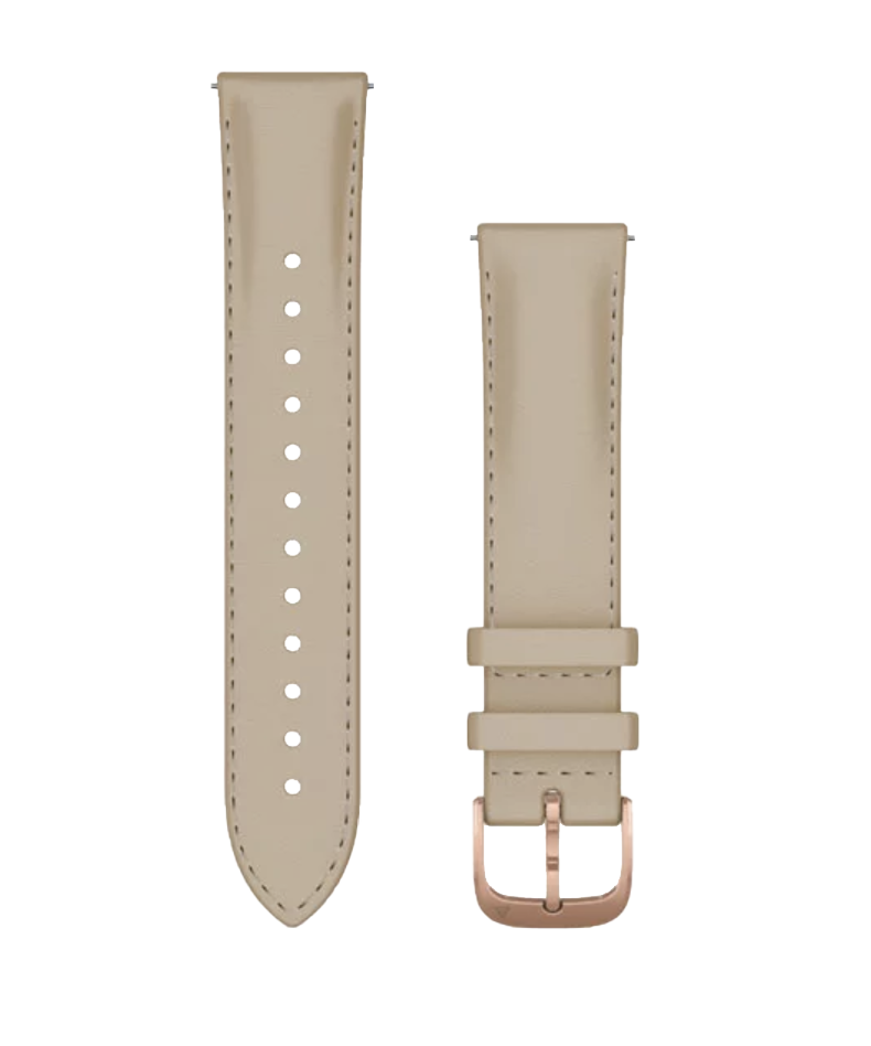 Garmin Quick Release Watch Bands, 20 mm, light sand Italian leather with 18K Rose Gold PVD buckle (set of 2)