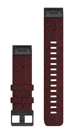 Garmin QuickFit 22 Watch Band set in Heathered Red Nylon, two pieces