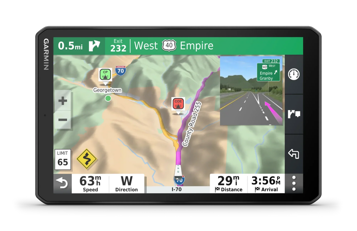 Garmin RV 890 8-inch RV GPS, refurbished unit with Garmin logo on a black casing