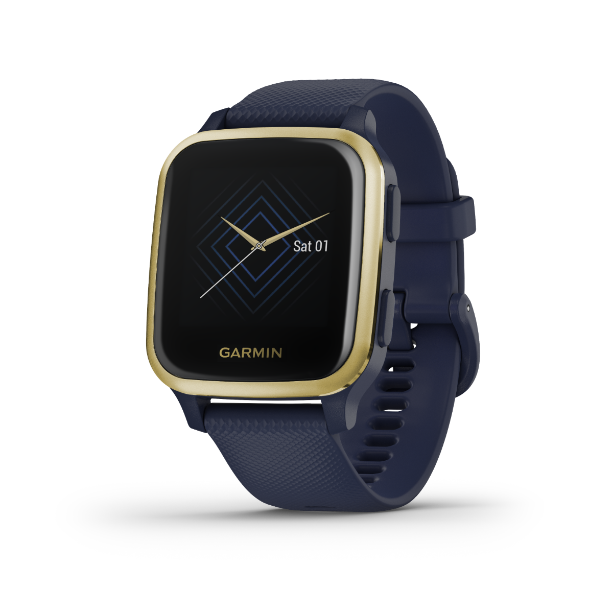 Garmin Venu Sq Music, Gold Bezel with Navy Band, GPS Smartwatch (Garmin Certified Refurbished) by Garmin