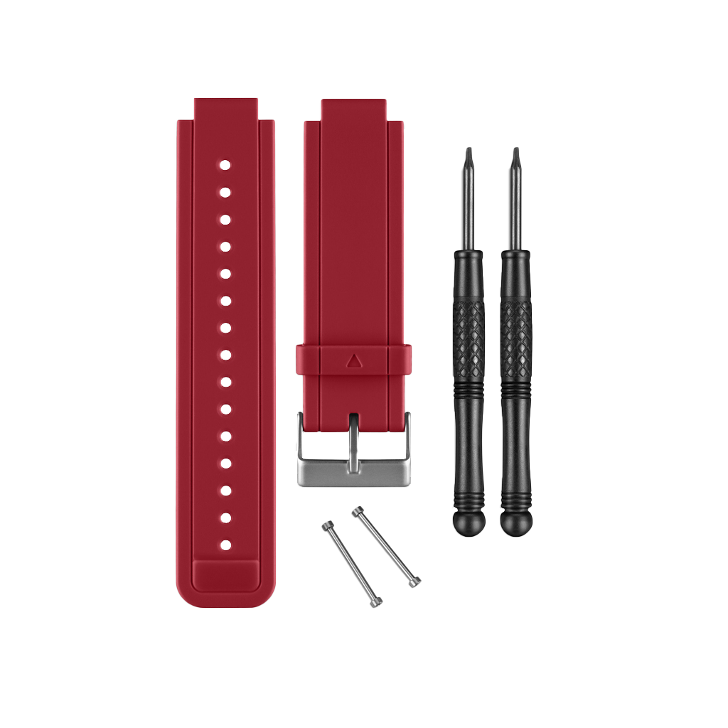 Garmin Vivoactive red silicone watch band kit: two straps, pins and two small screwdrivers