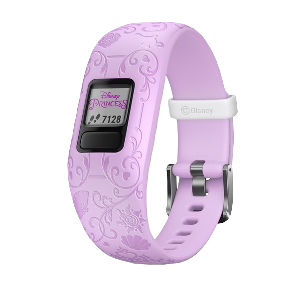 Garmin vivofit Jr. 2 Disney Princess purple activity monitor with Disney-patterned silicone band