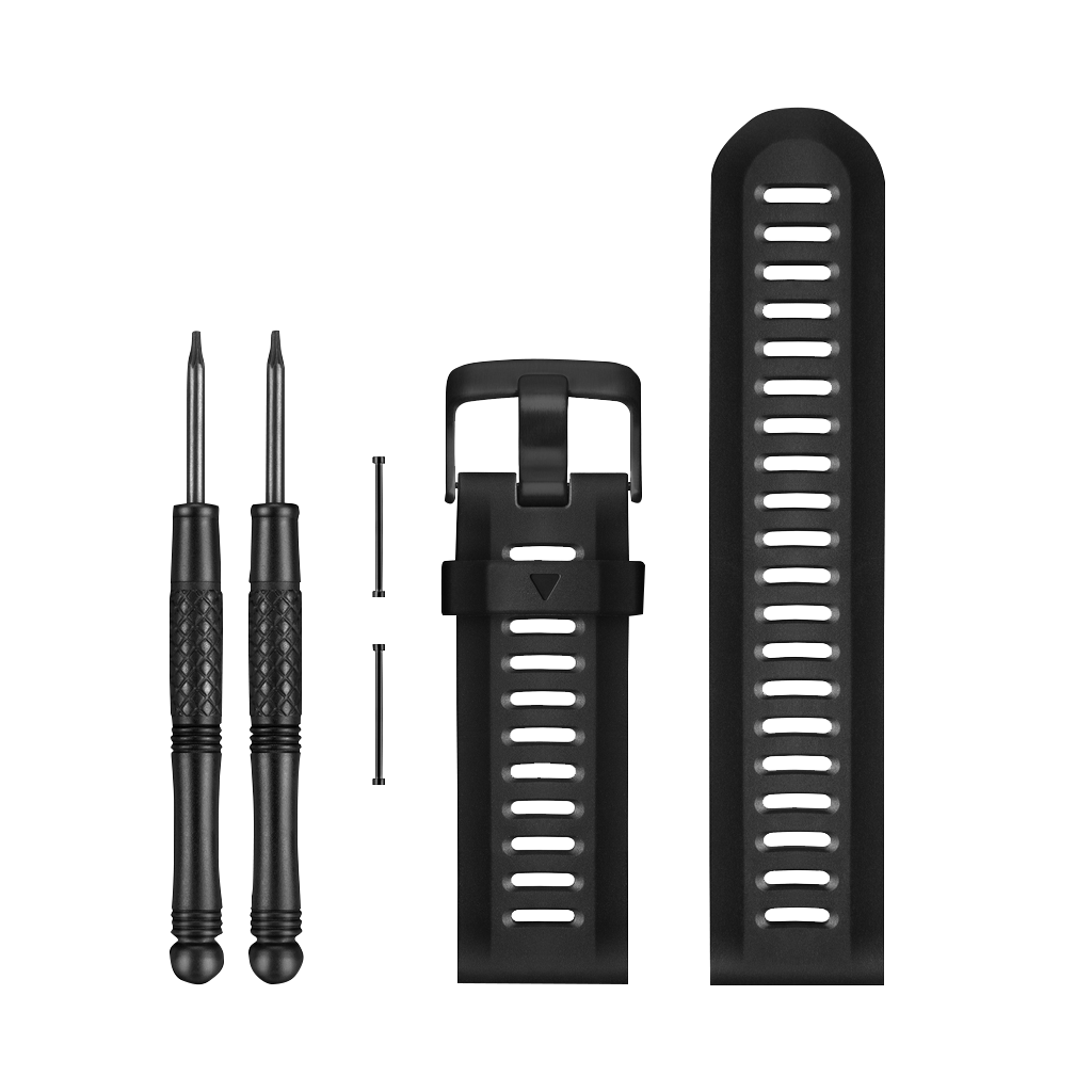 Garmin watch band set, black; includes 2 screwdrivers, 2 pins, and 2 bands