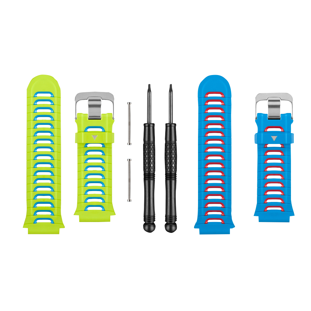 Garmin watch band multipack for Forerunner 920XT, multicolor; 4 bands in lime green and blue with removal tools