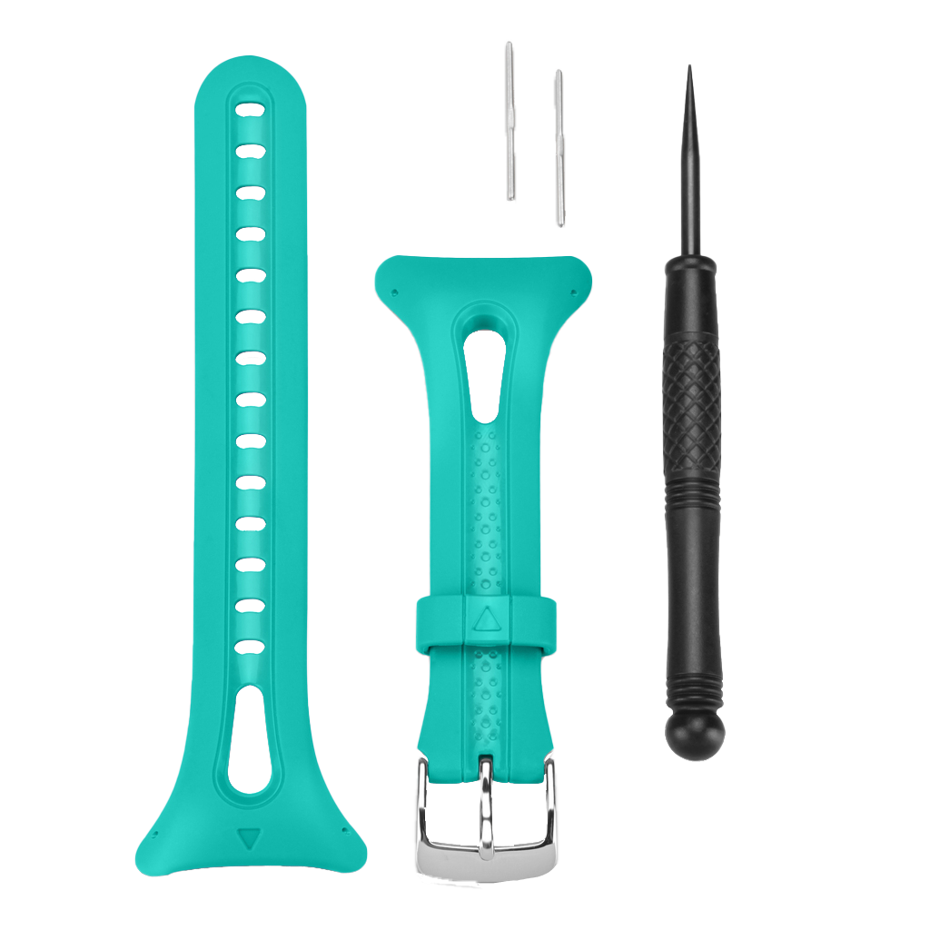 Garmin 3-piece watch band set in teal for Forerunner 10/15; includes long strap, buckle, and screwdriver (010-11251-50)