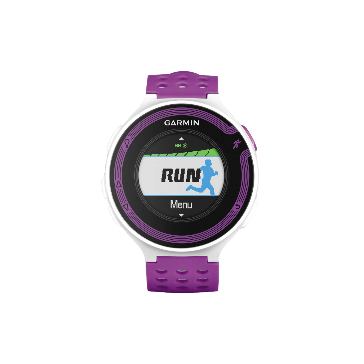 Garmin Forerunner 220 smartwatch, white body with violet strap, certified refurbished