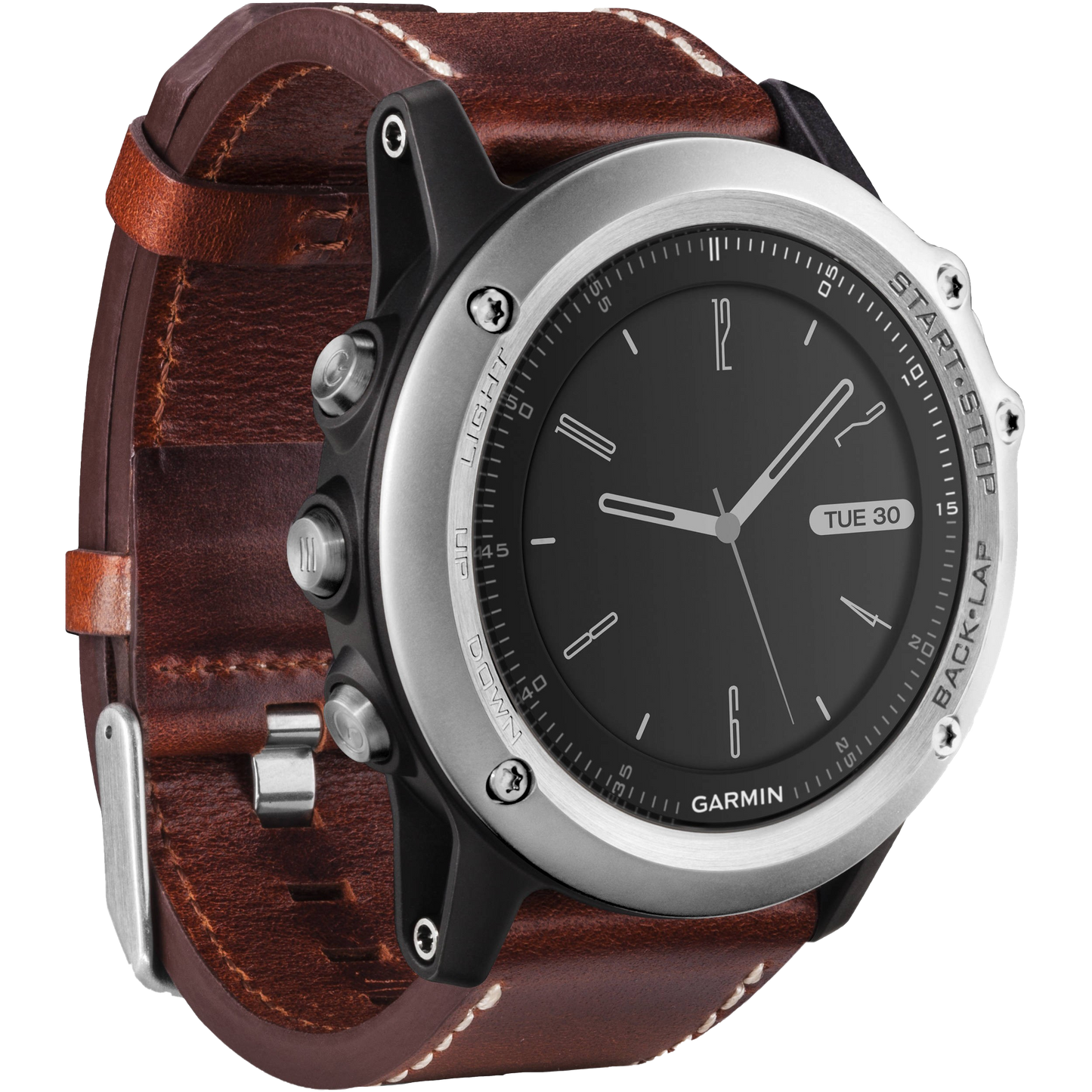 Garmin Fenix 3 Sapphire, Silver w/Leather Band, GPS Smartwatch (Garmin Certified Refurbished) by Garmin