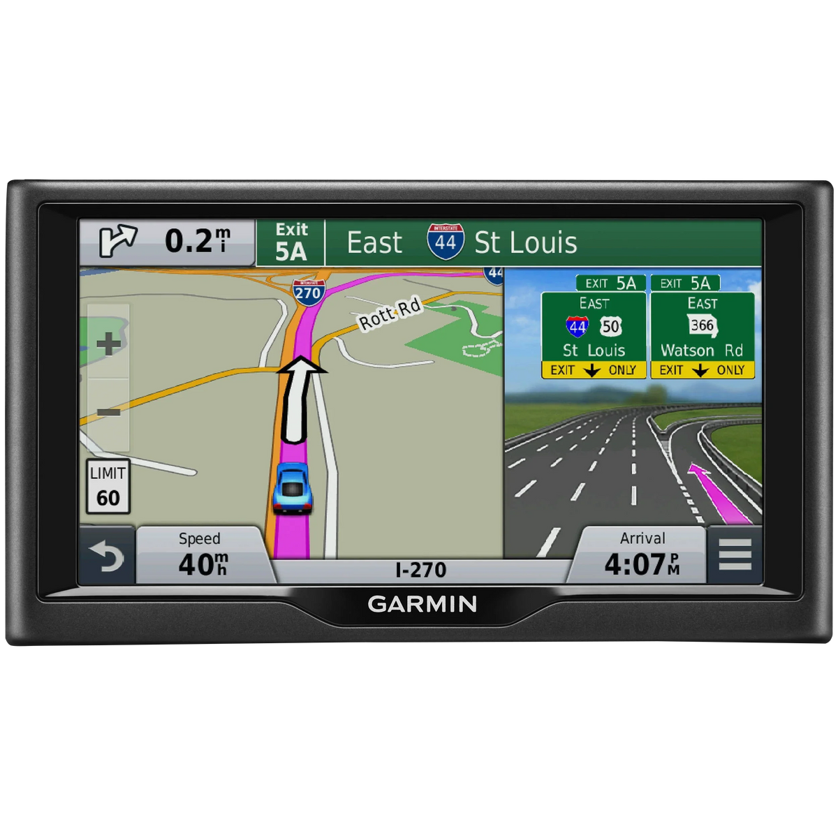 Garmin Nuvi 68LMT GPS navigation system, certified refurbished with detailed map display