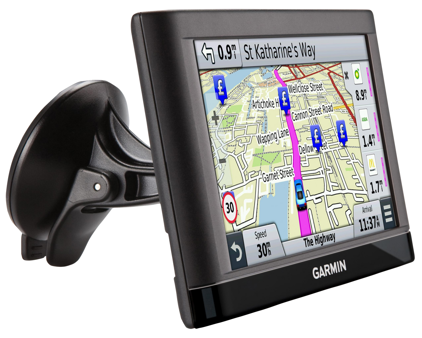 Garmin Nuvi 55LM GPS navigator with suction mount, black