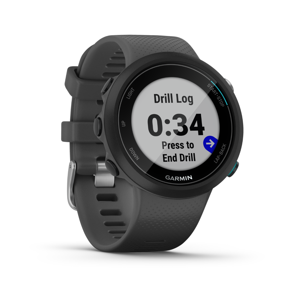 Garmin Swim 2 Slate smartwatch with gray silicone strap