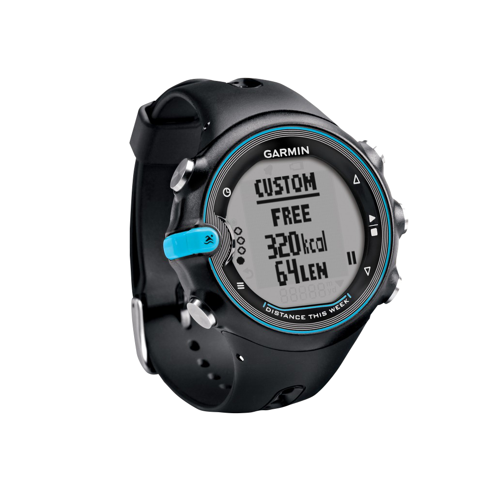Garmin Swim GPS smartwatch with black band and blue accents