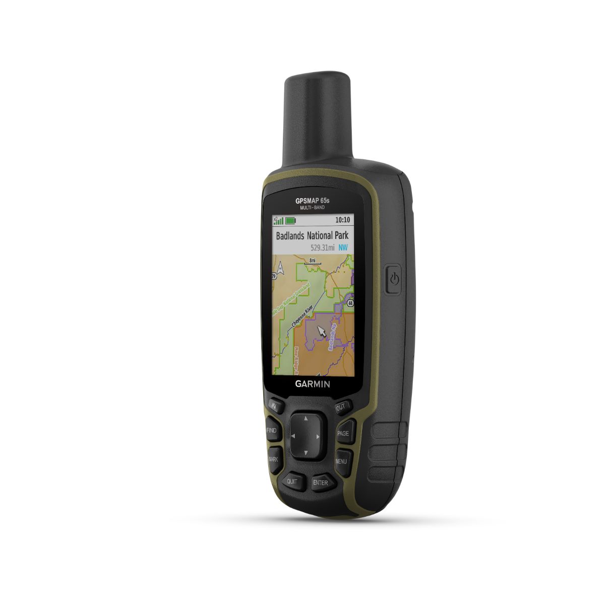 GPSMAP 65s handheld GPS with map display; rugged black/olive, Garmin