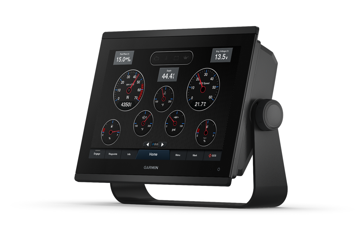 Garmin GPSMAP 1243 marine chartplotter with touch display and side control knob