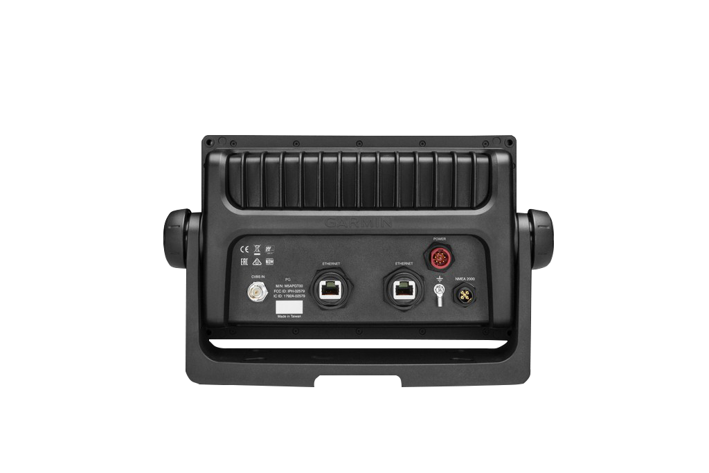 Garmin GPSMAP 7608 marine chartplotter back panel with Ethernet, NMEA 2000, and power ports