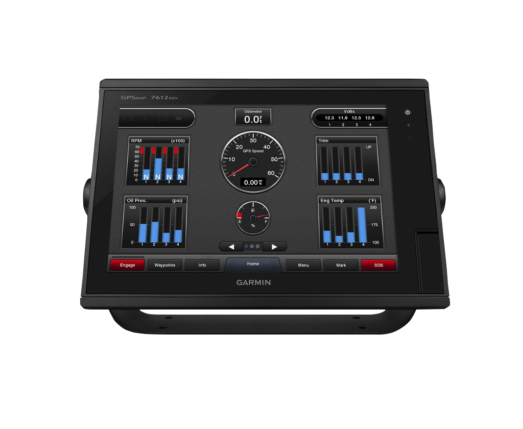 Garmin GPSMAP 7612xsv marine chartplotter with large multi-gauge display