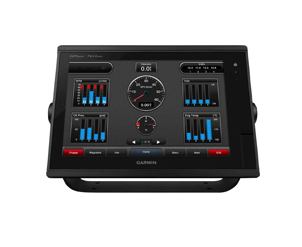 Garmin GPSMAP 7612xsv marine chartplotter with large multi-gauge display
