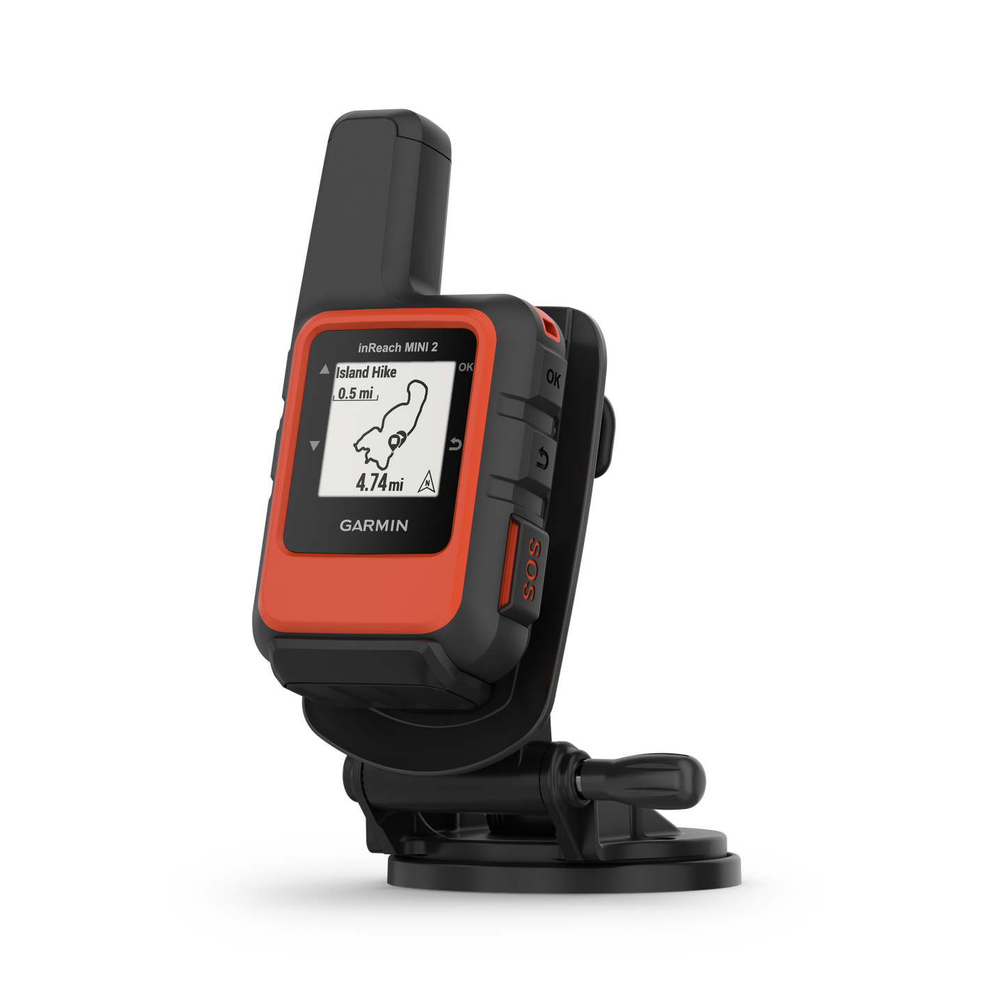 Garmin inReach Mini 2 satellite communicator, marine bundle with orange bumper case and mount