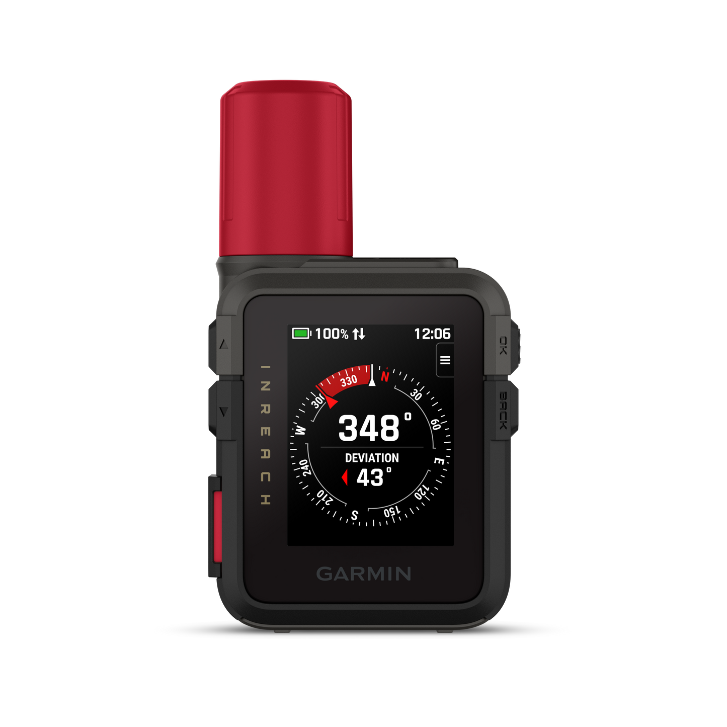 Garmin inReach Mini 3 Plus satellite communicator with red top and rugged black housing