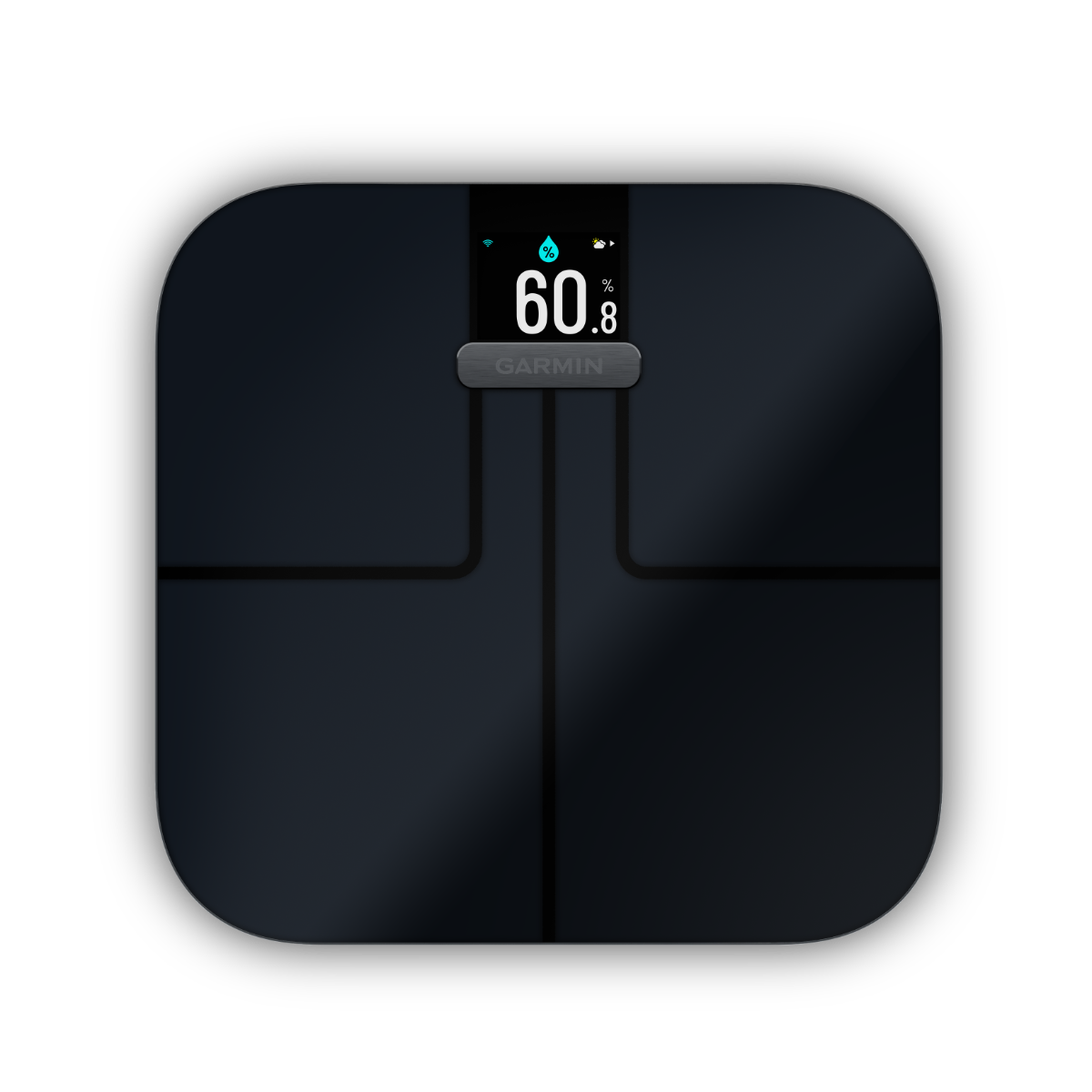 Garmin Index S2 smart scale, black body weight scale with digital display