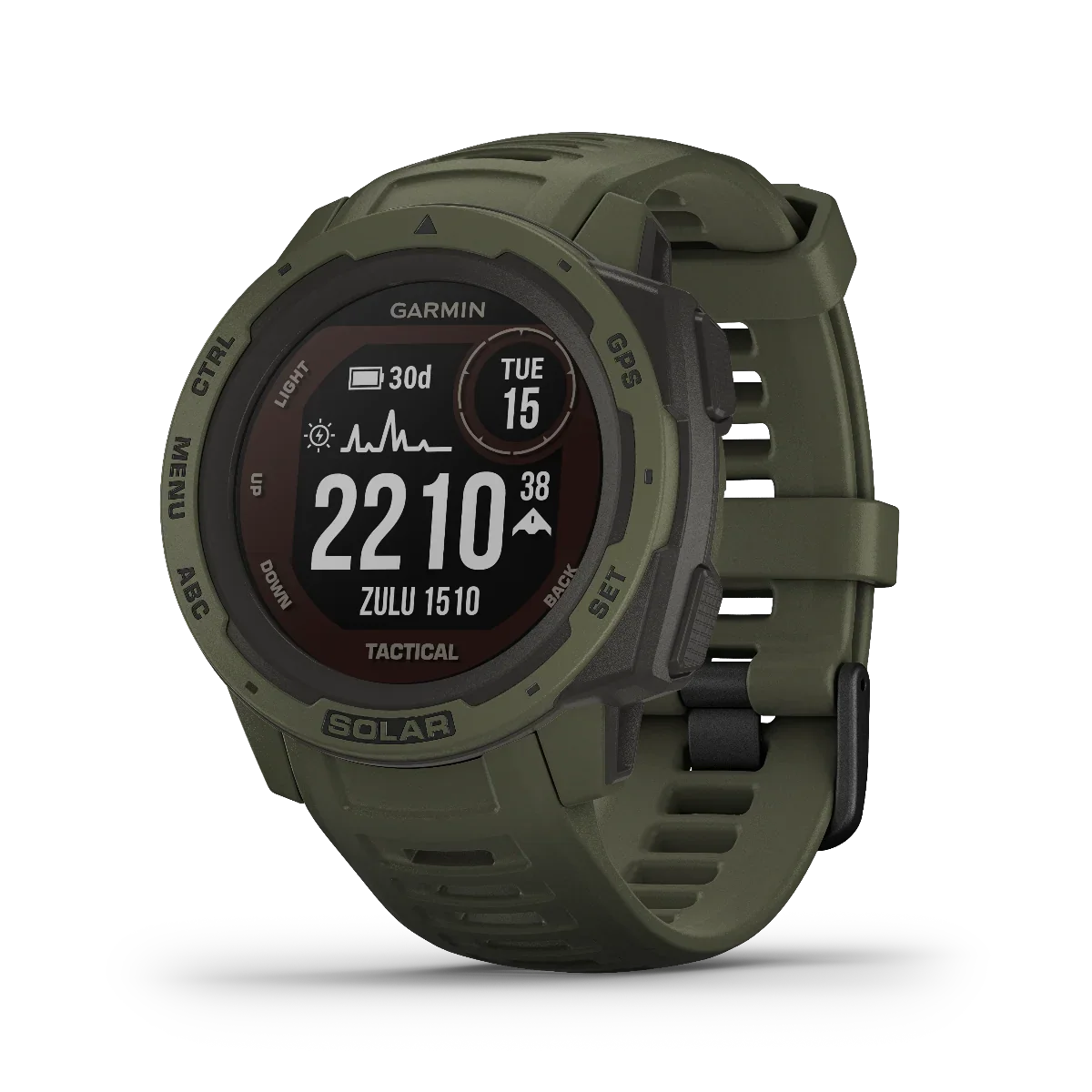 Garmin Instinct Solar Tactical Edition Moss green rugged GPS smartwatch, certified refurbished
