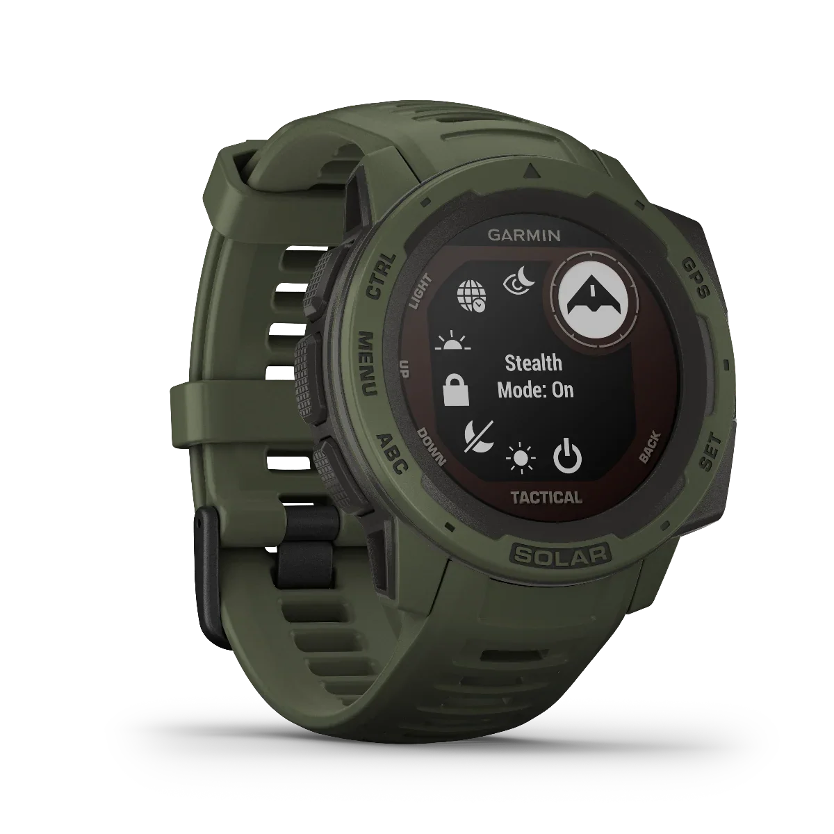 Garmin Instinct Solar Tactical Moss Rugged GPS Smartwatch, certified refurbished by Garmin