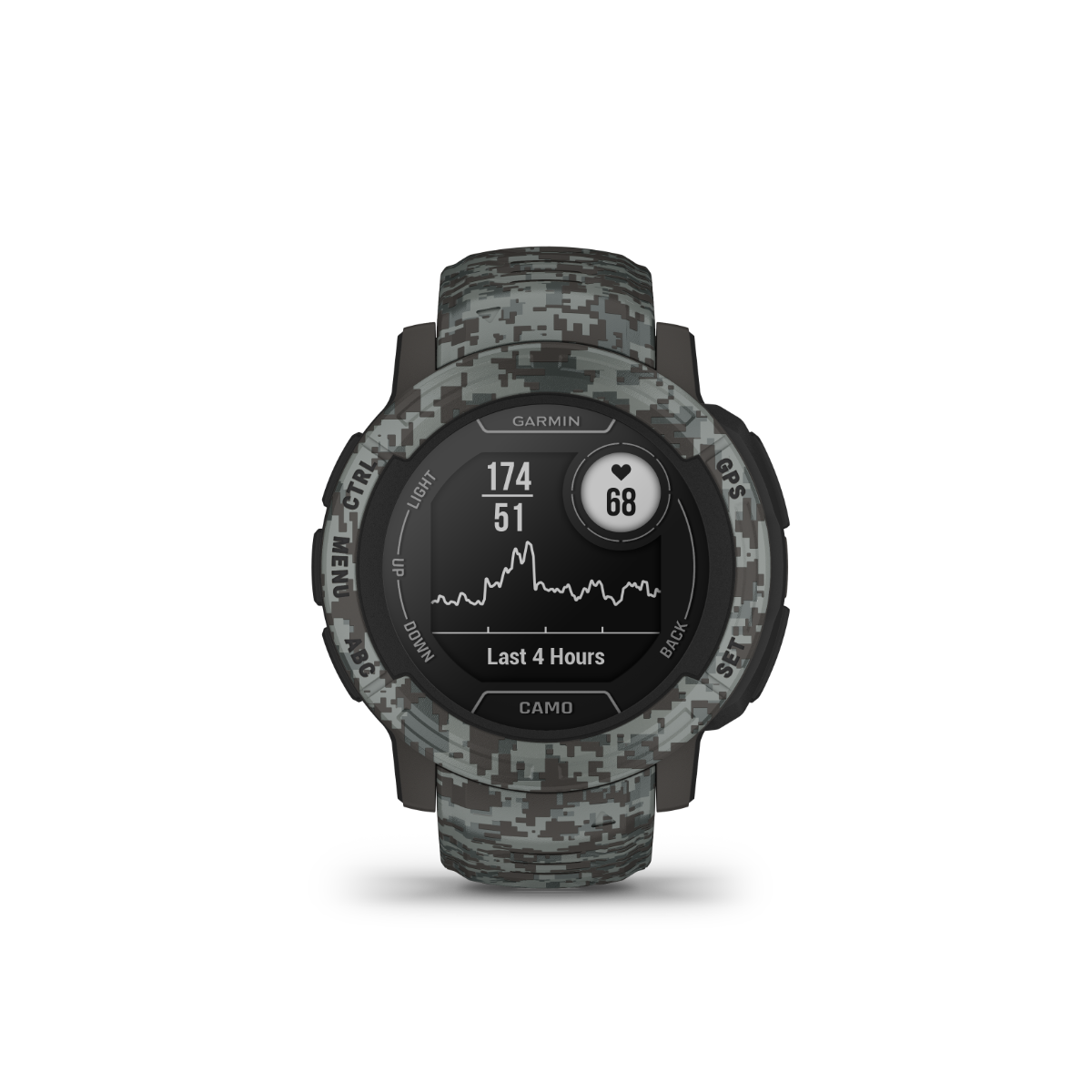 Garmin Instinct 2 Camo Edition smartwatch in graphite camo, refurbished