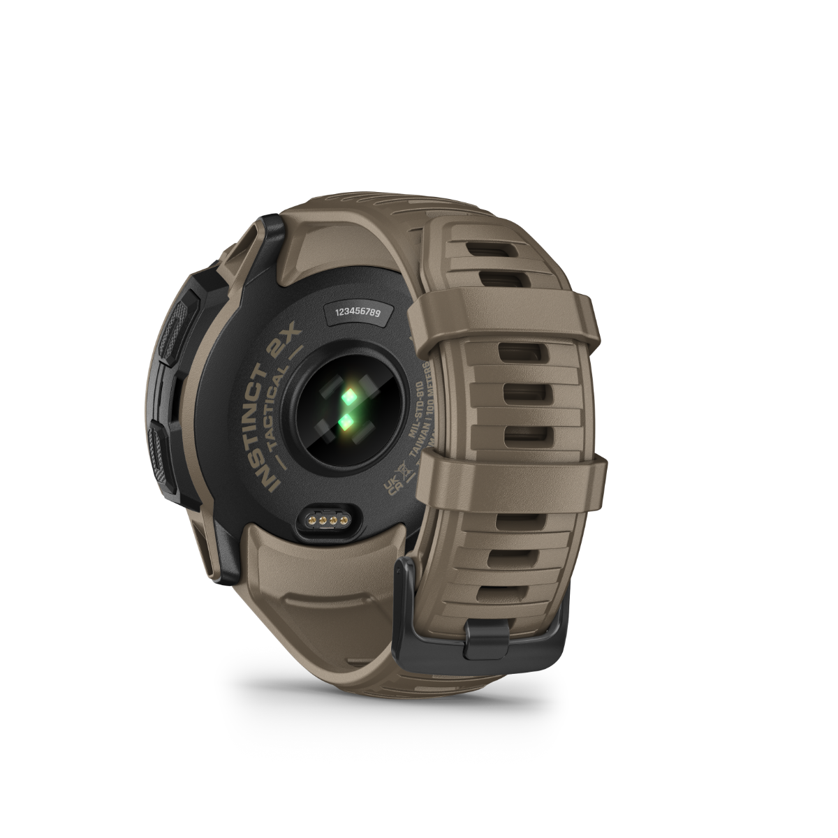 Garmin Instinct 2X Solar Tactical Edition Coyote Tan rugged GPS smartwatch with built-in flashlight
