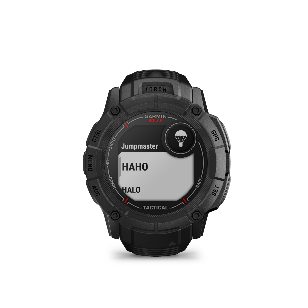 Garmin Instinct 2X Solar Tactical Edition smartwatch, black rugged GPS watch with built-in flashlight