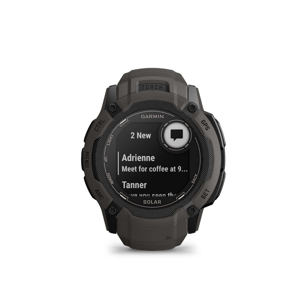 Garmin Instinct 2X Solar smartwatch, graphite rugged GPS wearable with built-in flashlight
