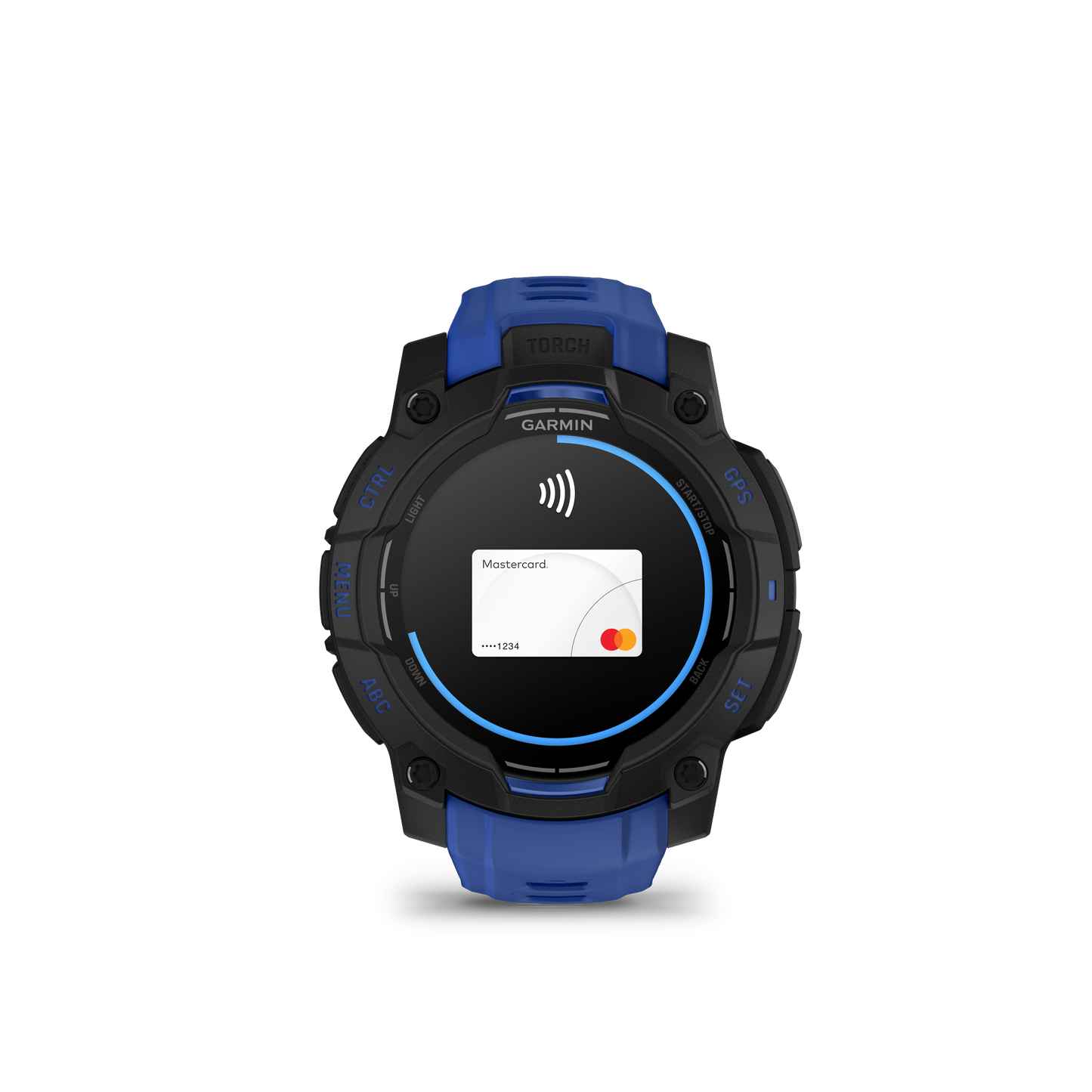 Garmin Instinct 3, (45mm), AMOLED, Black with Bolt Blue/Black Band (010-02936-03)