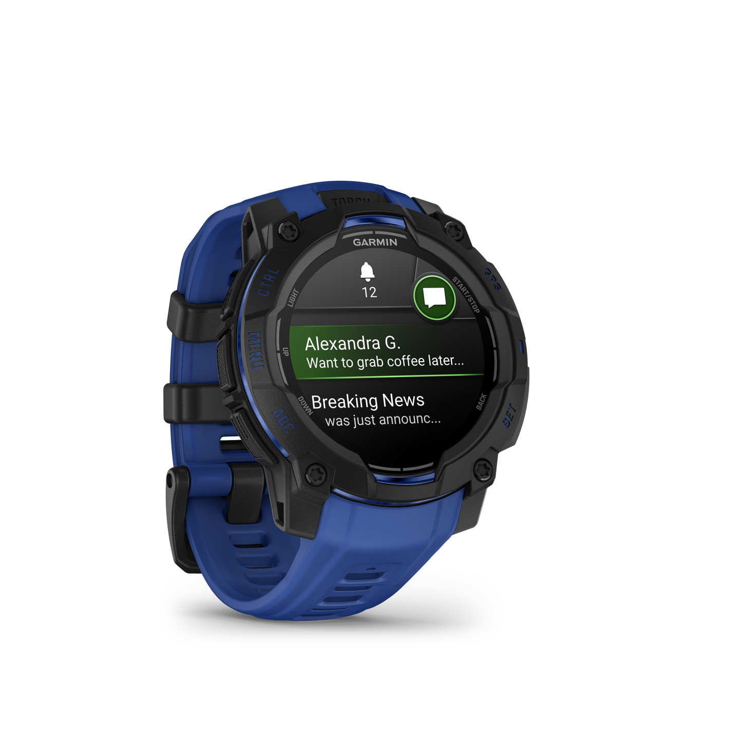 Garmin Instinct 3, (45mm), AMOLED, Black with Bolt Blue/Black Band (010-02936-03)