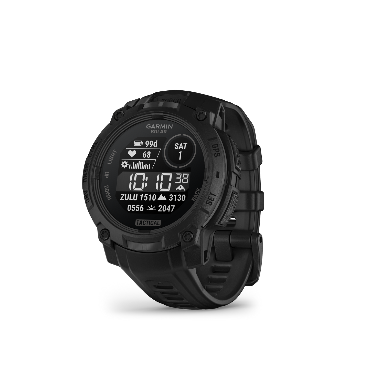 Garmin Instinct 3 Solar Tactical Edition smartwatch with black 45mm case and black band