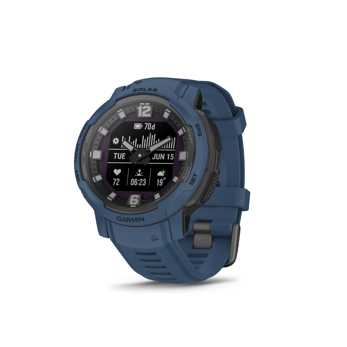 Garmin Instinct Crossover Solar smartwatch, tidal blue band