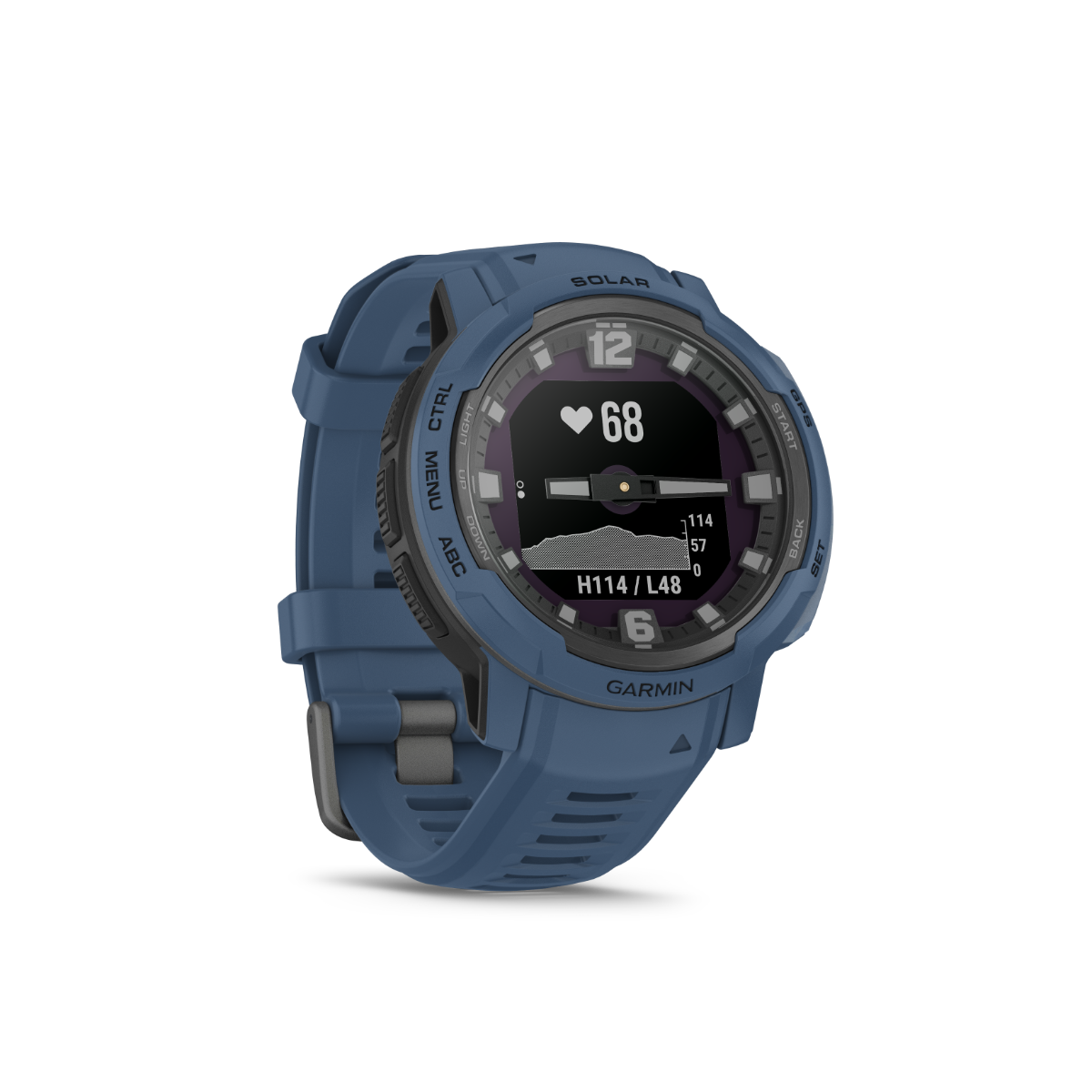 Garmin Instinct Crossover Solar smartwatch, tidal blue with rugged silicone strap