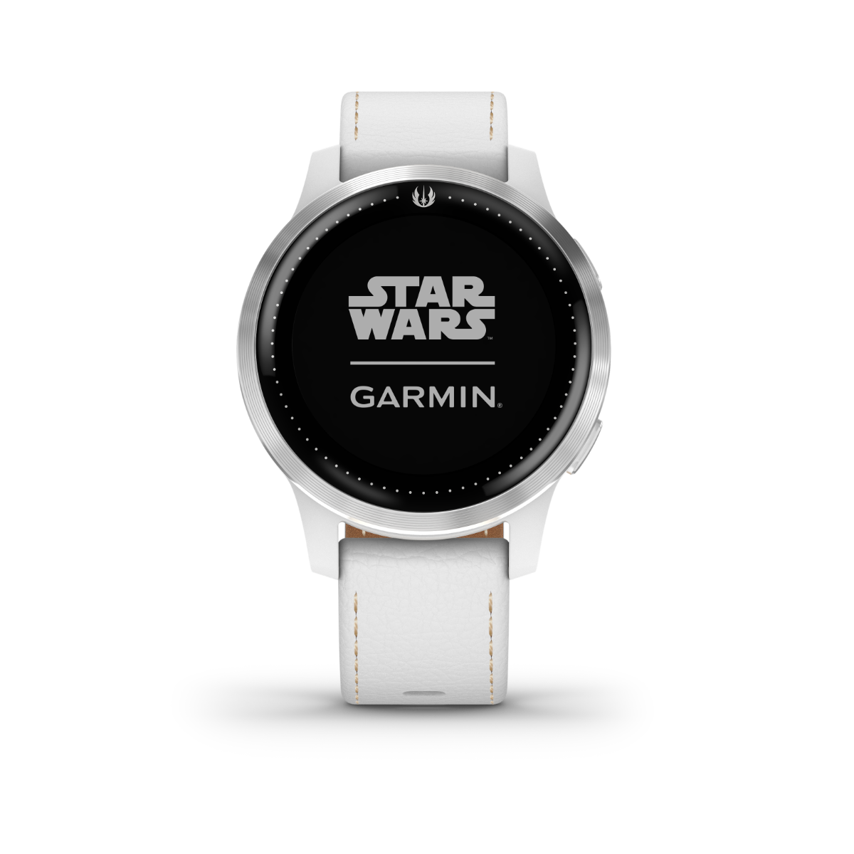 Garmin Vivoactive 4 Rey Star Wars Edition smartwatch with white strap