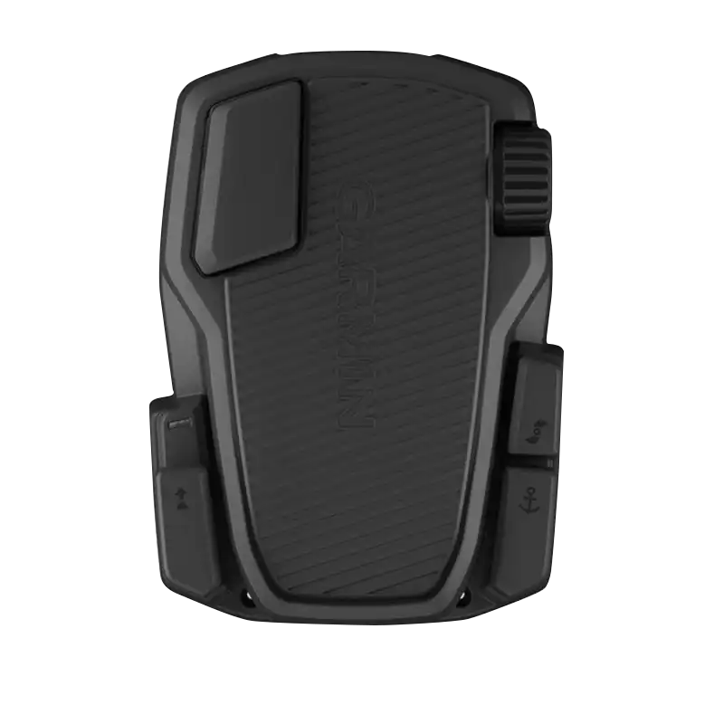 Garmin Force trolling motor control pad, black with textured surface and side controls