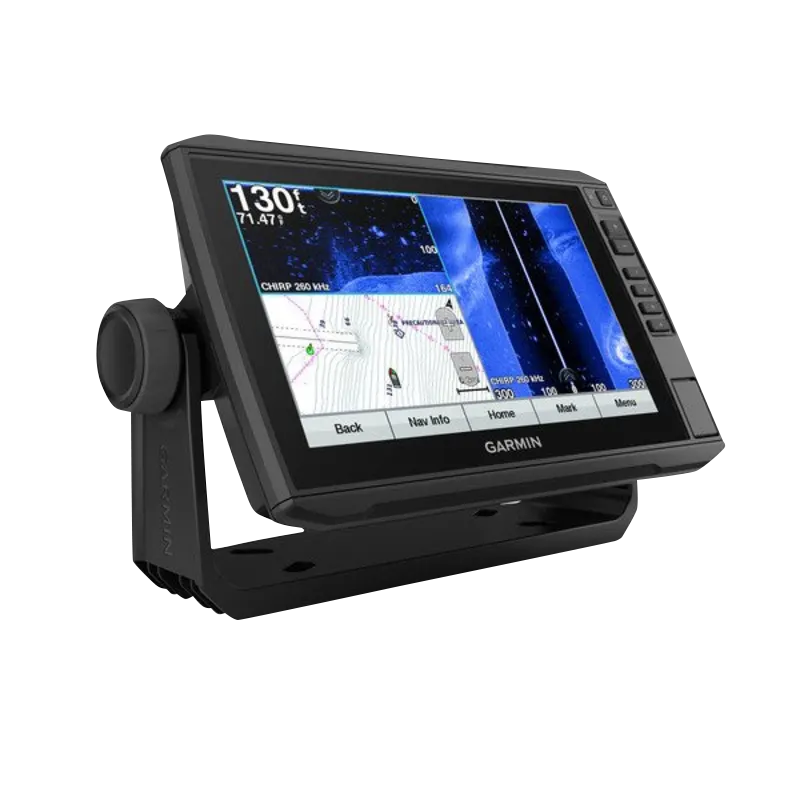 Garmin ECHOMAP Plus 94sv marine chartplotter, refurbished, mounted on a bracket