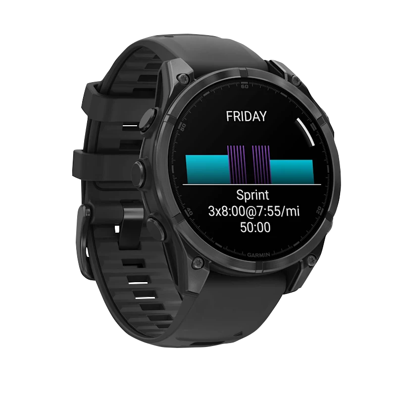 Garmin Fenix 8 smartwatch, 51 mm AMOLED display, slate gray case with black silicone band