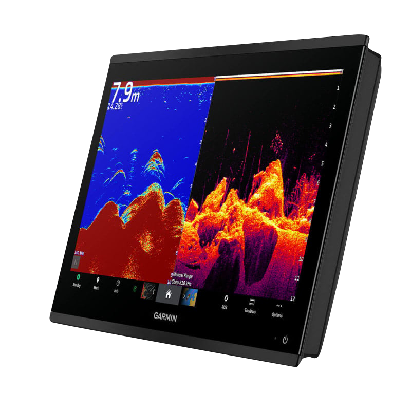 Garmin GPSMAP 9019 Premium Chartplotter with Worldwide Basemap, black-framed marine GPS display
