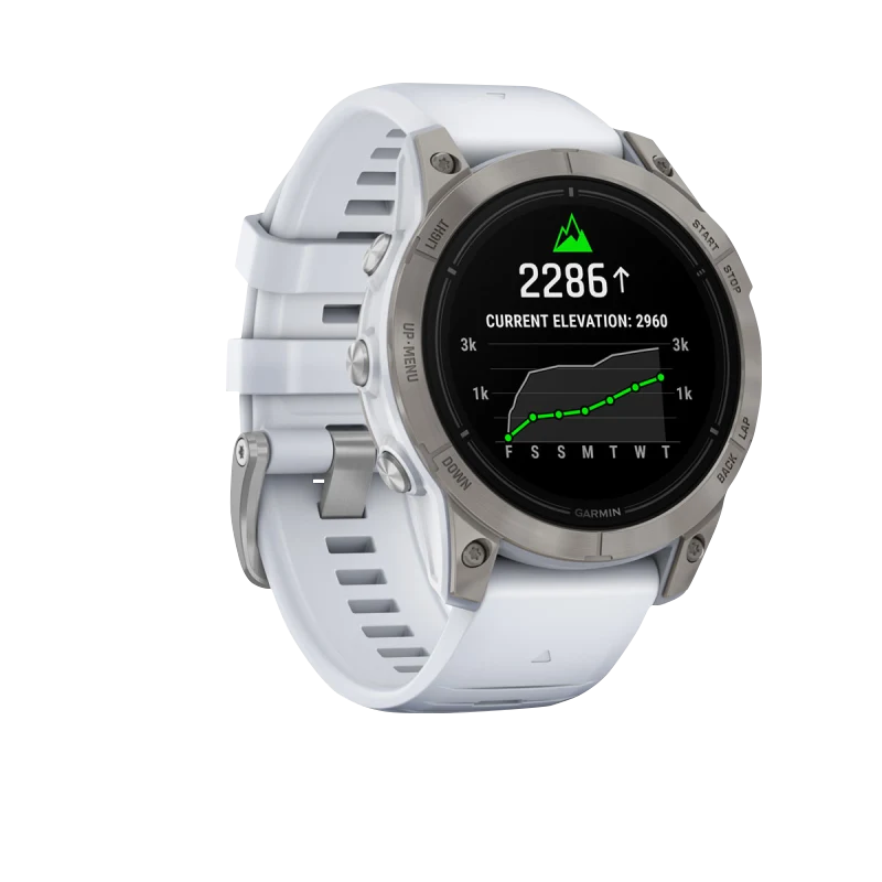 Garmin Epix Pro Gen 2 smartwatch, 47mm, titanium bezel, white Whitestone band